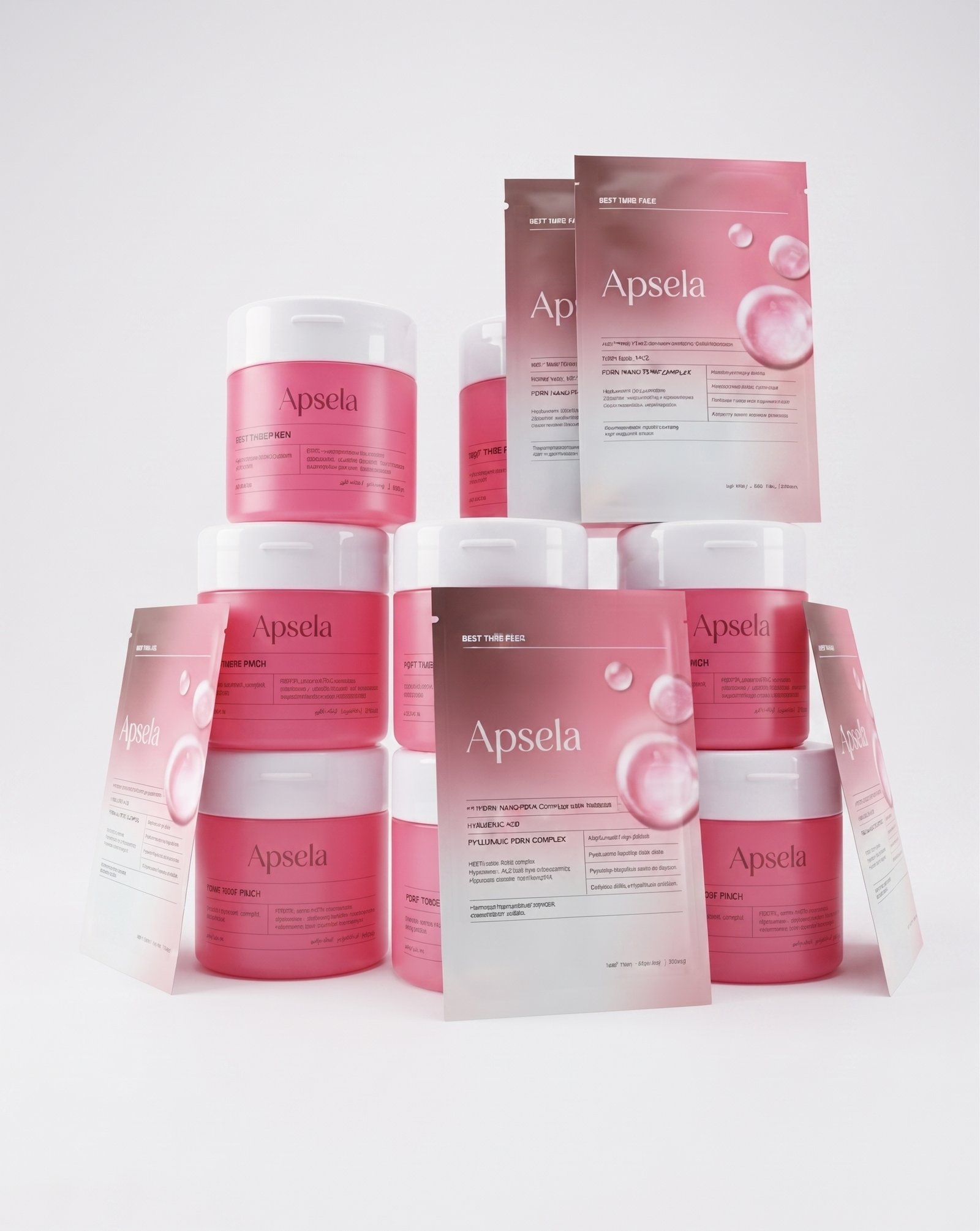 Kit Apsela com pacotes de Deep Pore Pads e potes empilhados